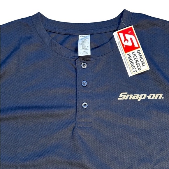 Snap-On Tools Blue Long Sleeve Jersey Mesh Henley Performance Shirt - XXL - Picture 2 of 6